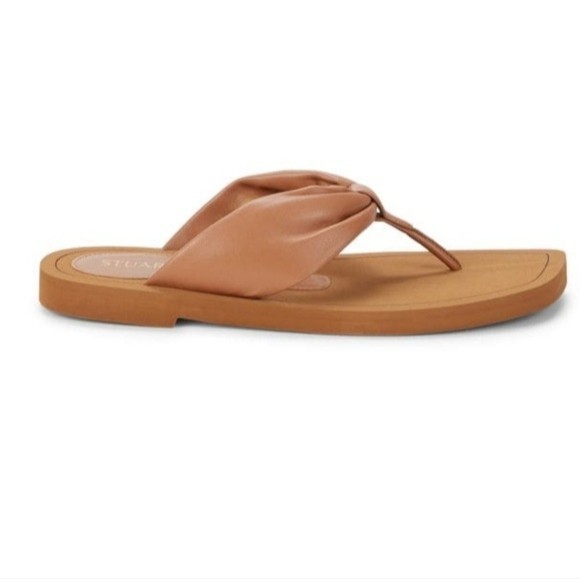 STUART WEITZMAN Cassie Leather Thong Sandals, Size 8.5 - Picture 1 of 4
